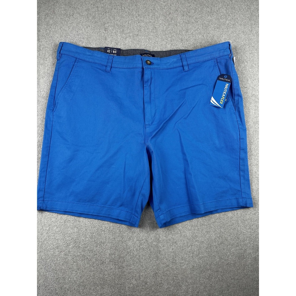 Nautica Clipper Short Shorts Mens 42 Blue Classic Fit NauticaFlex Chino Stretch